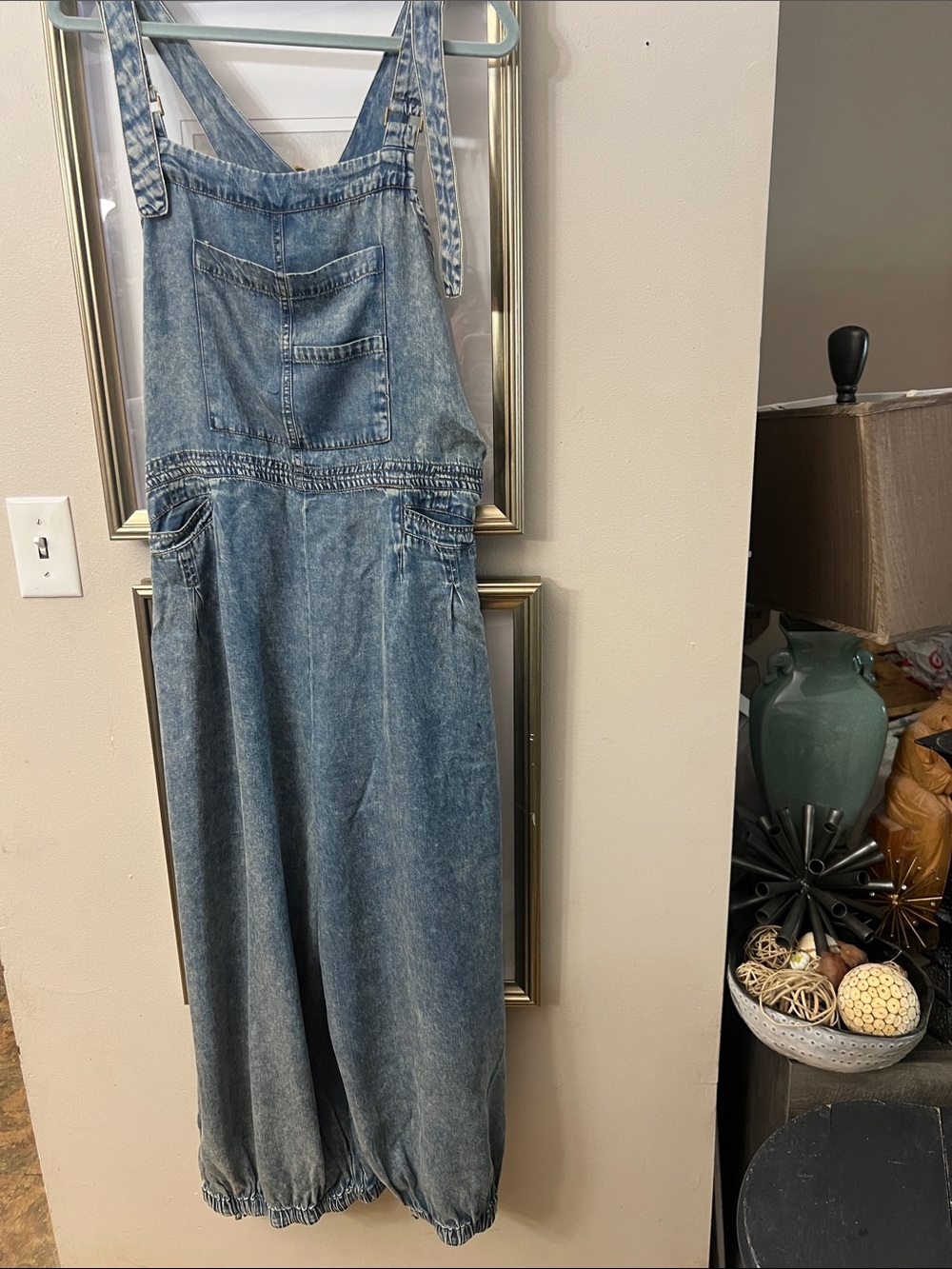 NWT Jaded Gypsy slouchy harem distressed denim RISE ABOVE overalls Sup to L - Picture 9 of 11